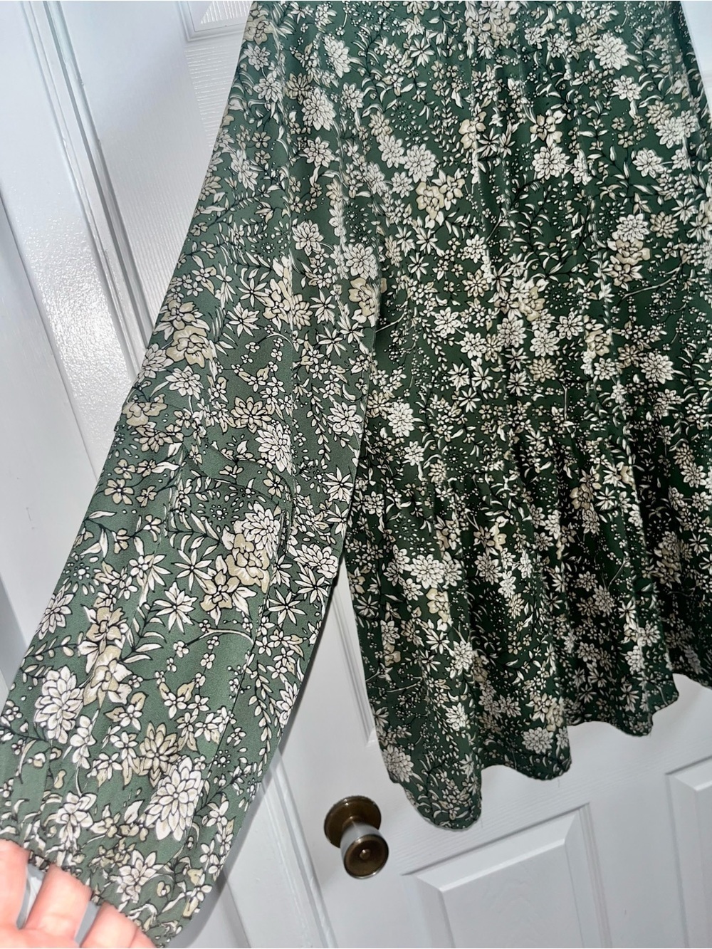 Reitmans Dress Boho Tunic Floral Green Large Women Puff Long Sleeve Mini Summer - Picture 3 of 5